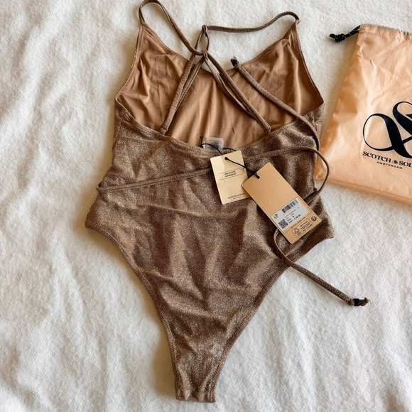 Scotch & Soda Metallic Swimsuit One-piece With Tie Size S - Picture 8 of 12